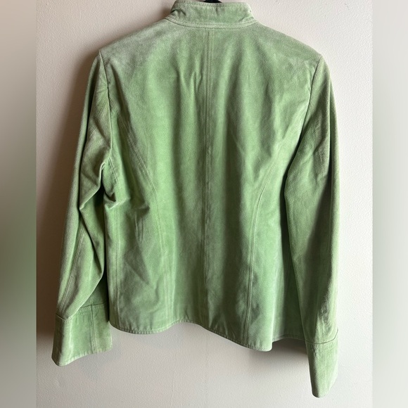 Charter Club Green Leather Button Down Jacket - Picture 2 of 4